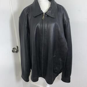Adler Collection Authentic Men's XL Black Lamb Skin Leather Coat